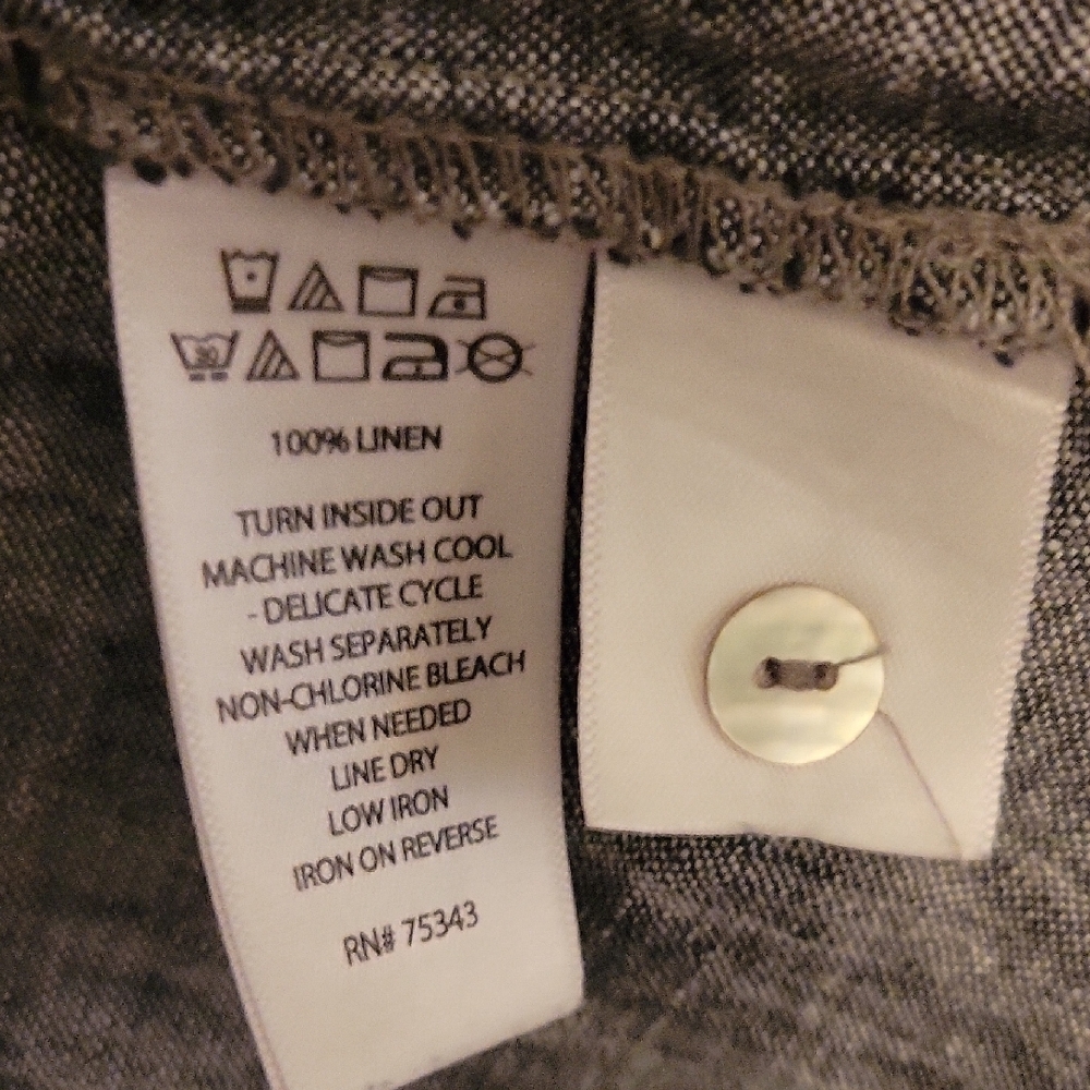 Tahari Long Sleeve Gray Linen Dress a line Sz Large  loose fit - Picture 5 of 6